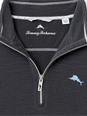 Tommy Bahama Black Quarter-Zip Sweatshirt with Contrast Stitching